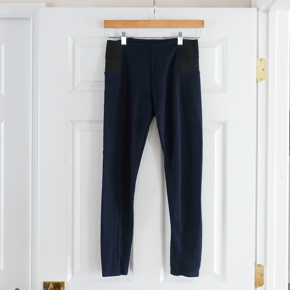 Zara Basic High Waisted Leggings - Navy Blue M